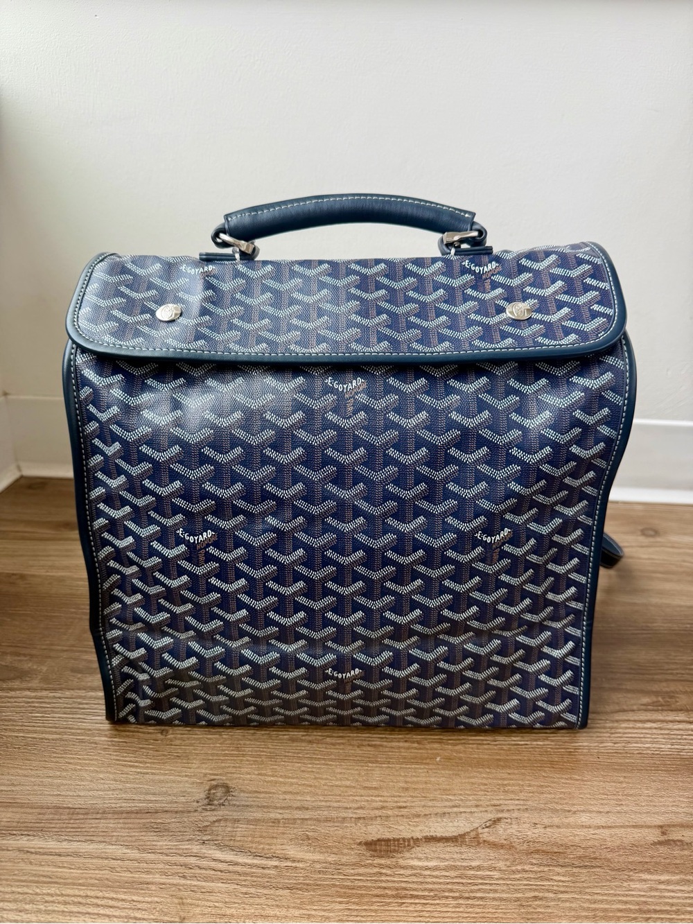Goyard Saint Léger Backpack Navy Blue Goyardine Canvas